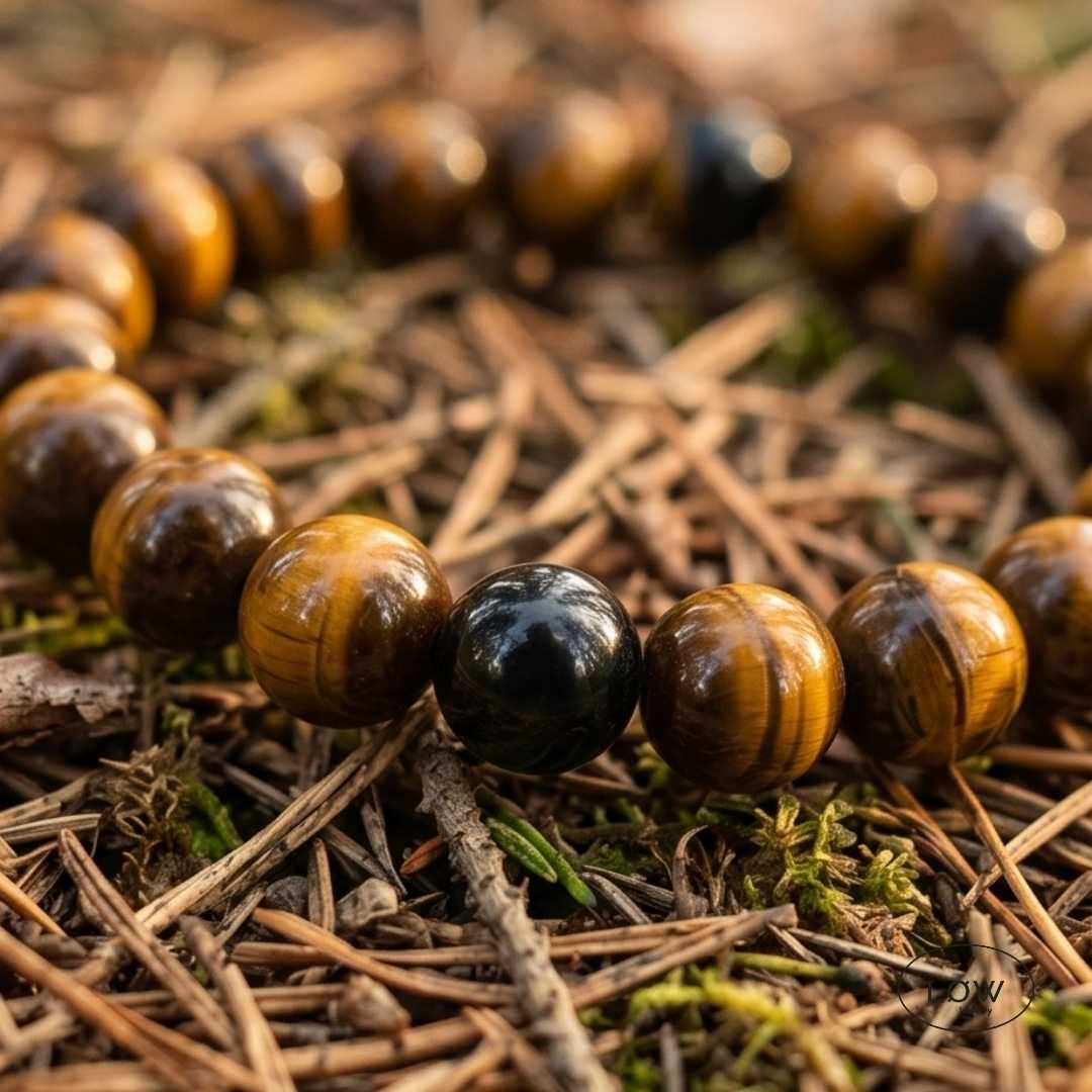 Tiger Eye Stone Bead Bracelet fra LØW Jewelry perle armbång tigerøye