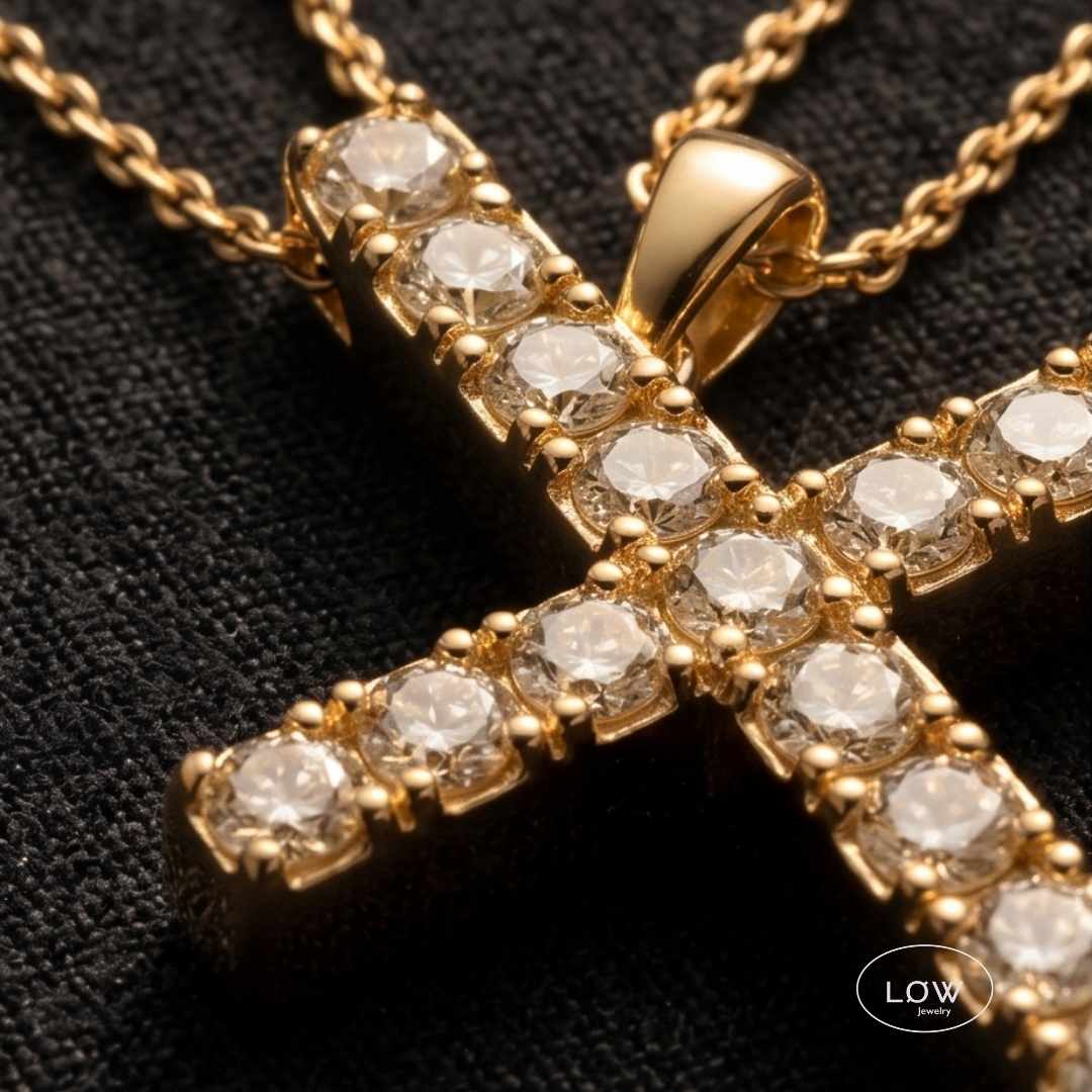 Titan Blaze Cross Necklace Gold fra LØW Jewelry halssmykke med kors