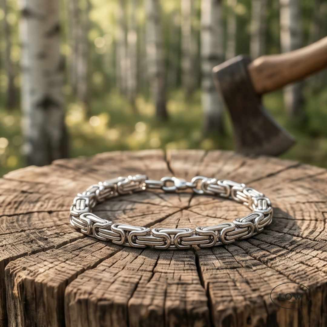 Titan Emperor Chain Bracelet 23cm fra LØW Jewelry Byzantine armbånd stål