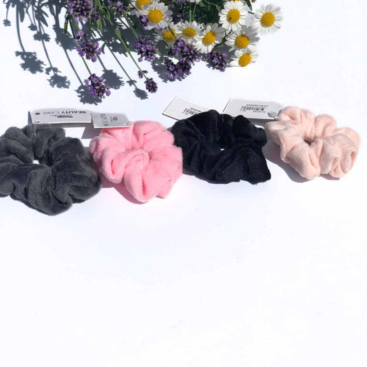 Scrunchies hårstrikker 4pk i myk frotté 4 farger