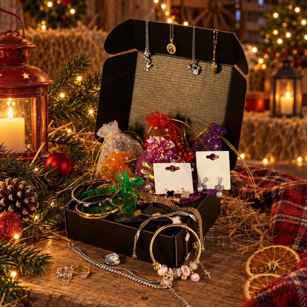 LØW Jewelry julekalender med 24 gull- og sølvfargede smykker. Verdi fra 3.096 kr – din pris 1.990 kr. Ringer, ørepynt, charms og mer.