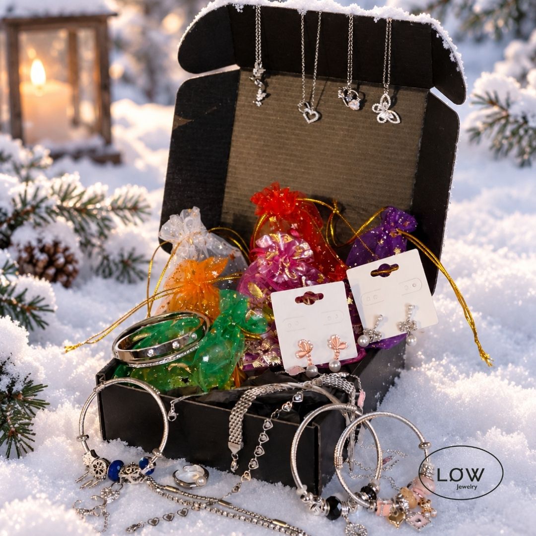 LØW Jewelry julekalender med 24 sølvfargede smykker. Verdi fra 3.096 kr – din pris 1.990 kr. Ringer, ørepynt, armbånd, charms og mer.