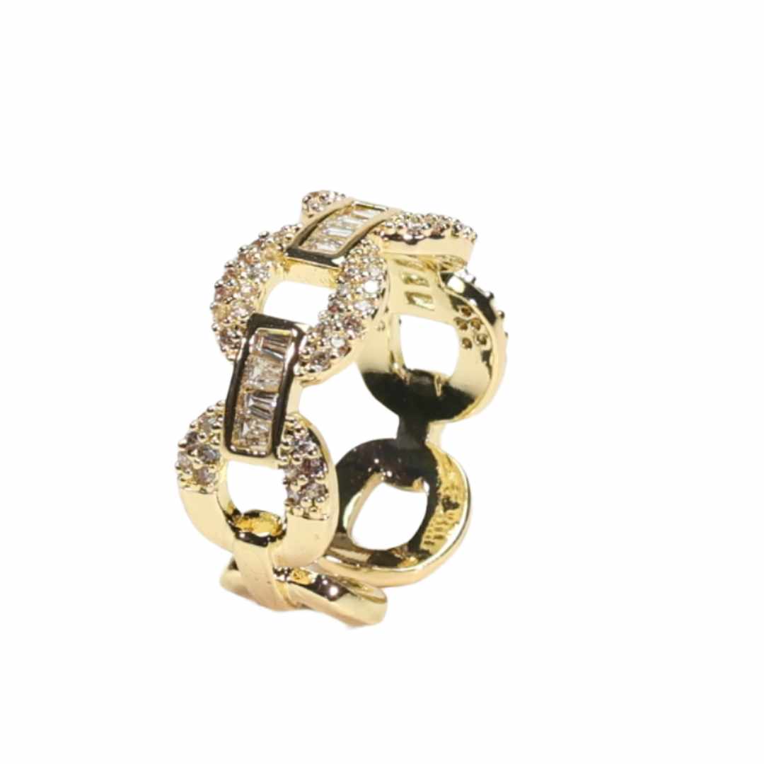 justerbar open ring med zircona stener LØW Jewelry