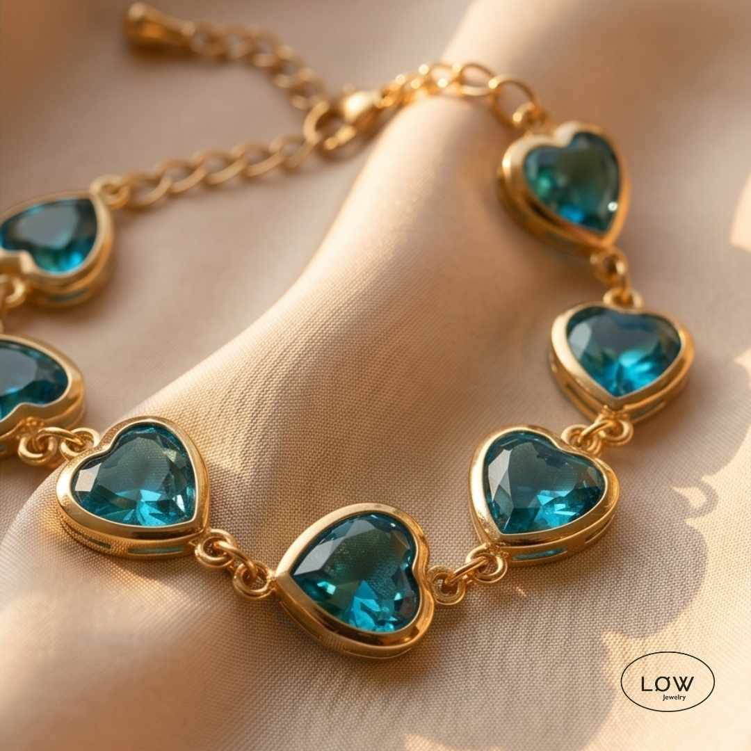 Armbånd Light Blue Glass Heart Bracelet LØW Jewelry