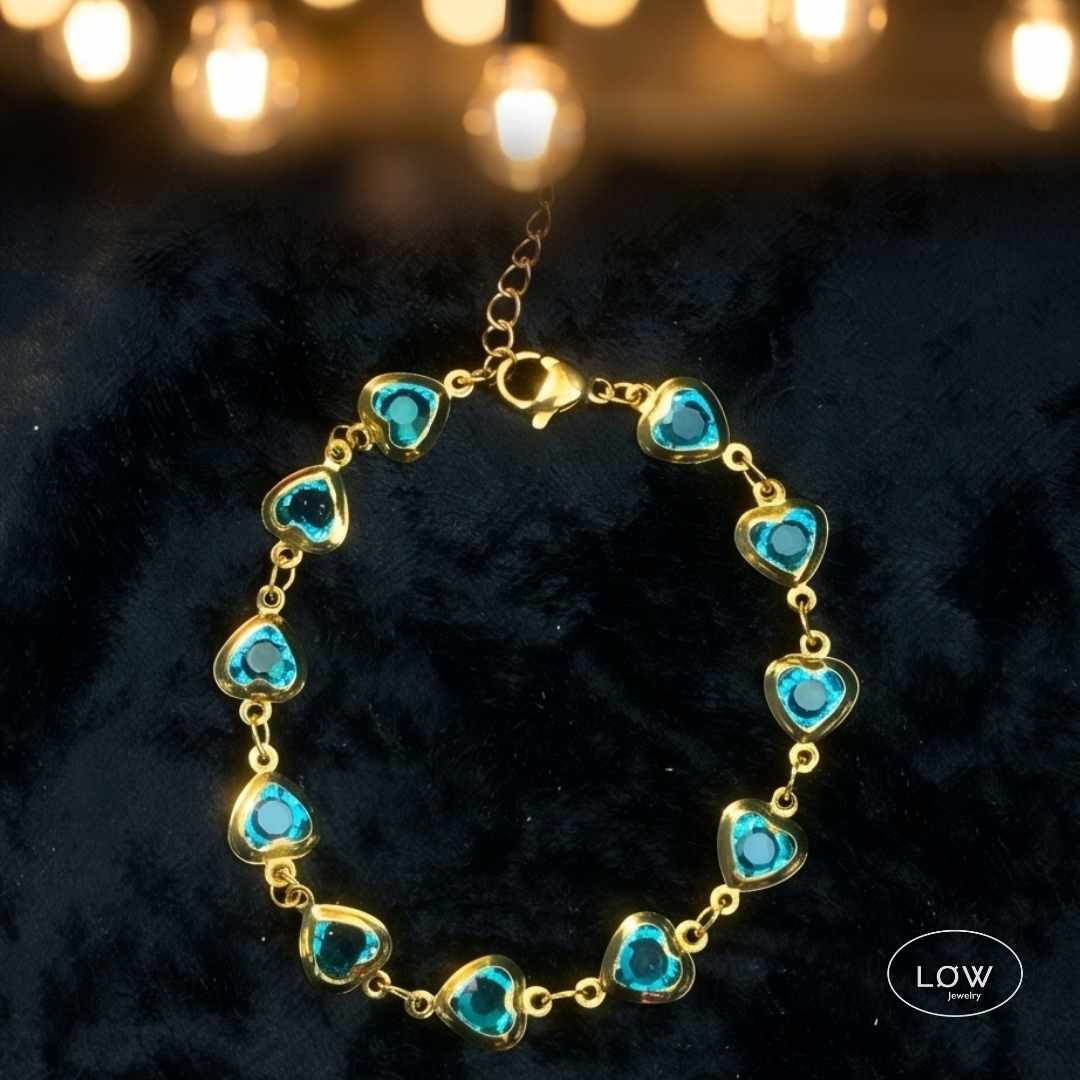 Armbånd Light Blue Glass Heart Bracelet LØW Jewelry